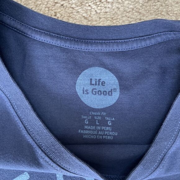 Life is Good T-Shirt Womens Large Classic Fit Turtle Virginia Beach Blue Comfort - Picture 2 of 6